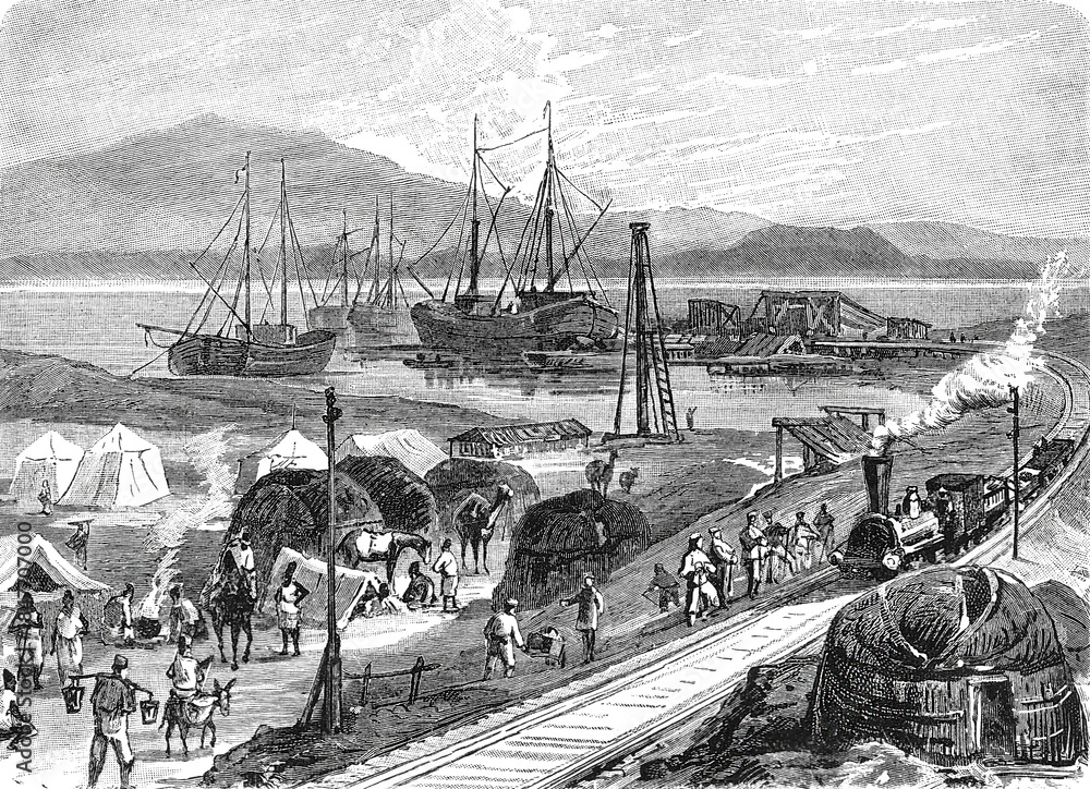 Φωτογραφία Mikhailovskaya station of the Transcaspian Railway in Central Asia, showing the
