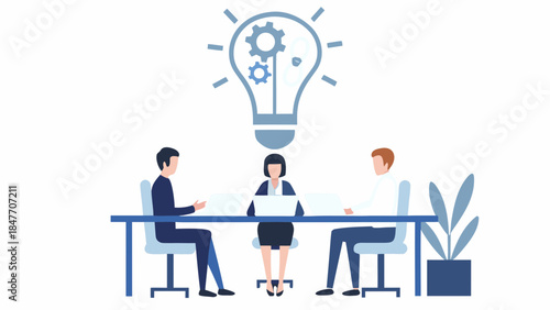 Business team brainstorming with innovative ideas and laptops