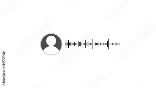 Virtual male character interview voice animation voice recording and podcast mic microphone button icon animation on transparent background. music equalizer signal animation concept
