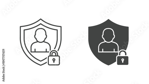 User data protection concept with shield and padlock icons