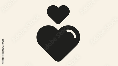 Minimalist Illustration of Two Overlapping Hearts Symbolizing Love and Affection