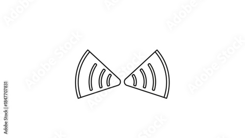Minimalist Illustration of Two Radio Frequency Waveforms Emitting Signal Lines on a White Background