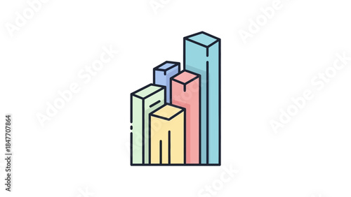 Minimalist Illustrative Bar Chart Showing Business Growth and Data Trends