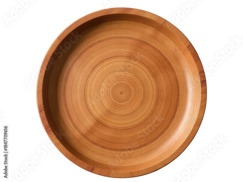 A simple wooden bowl sits on a clean white surface, waiting for its contents.transparent background