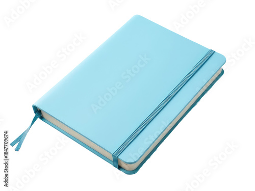 A small notebook with a light blue cover and zipper closure, great for jotting down ideas or notes.transparent background