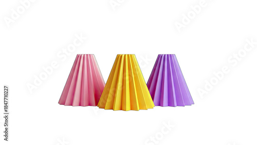 Colorful Paper Cones on White Background