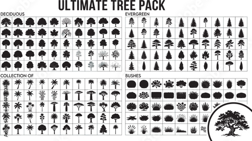 Mega Collection of Diverse Human Head Profile Silhouettes Walking Crowds Professional Business People and Ultimate Tree Pack for Identity and Nature