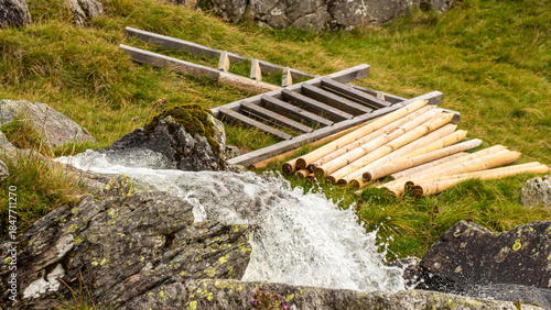 Water and Wood stored ready for construction and repair of mountain structures