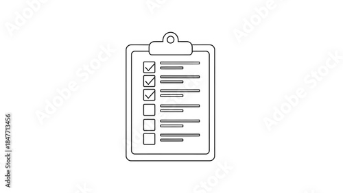 Minimalist Line Art Illustration of a Checklist on a Clipboard for Task Management