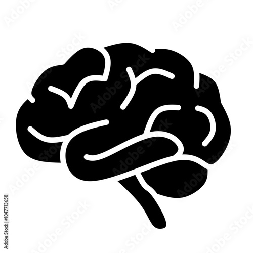 Human Brain Anatomy Icon Black Solid