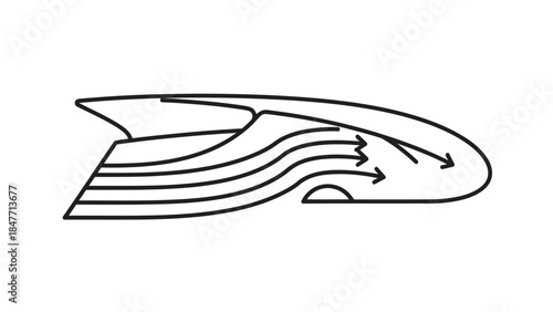 Minimalist Line Art Illustration of a Speedboat Featuring Streamlined Design and Dynamic Motion