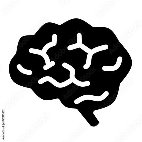 Human Brain Anatomy Icon Black Solid