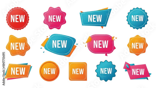 Colorful New Badges Vector Set for Marketing and Design