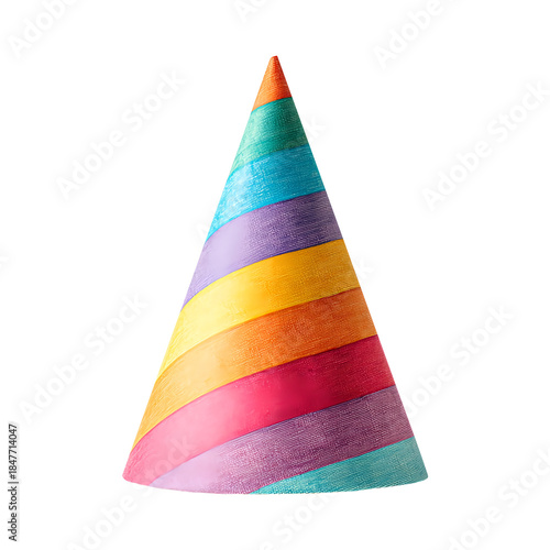Birthday party hat, isolated on white background, realistic, studio lighting, centered, no shadow, transparent background