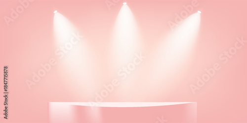 Pink studio room background. Pink background vector 3d with podium. Space for selling products on the website.