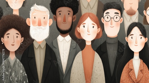 Diverse group of friends and adults in a warm studio portrait celebrating togetherness and unity