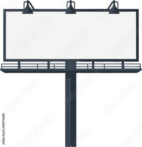 Blank billboard with lights a large outdoor advertising space for marketing and promotion isolated on a white background