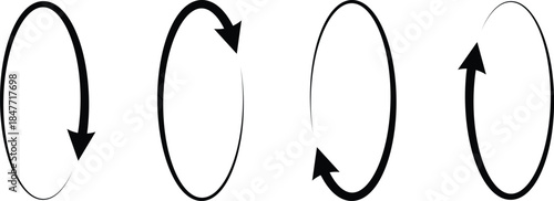 circle arrows icon set. Round reload sign, repeat icon, rotate arrow symbol. arrow pictogram, refresh reload rotation loop. circle arrow icon isolated on background
