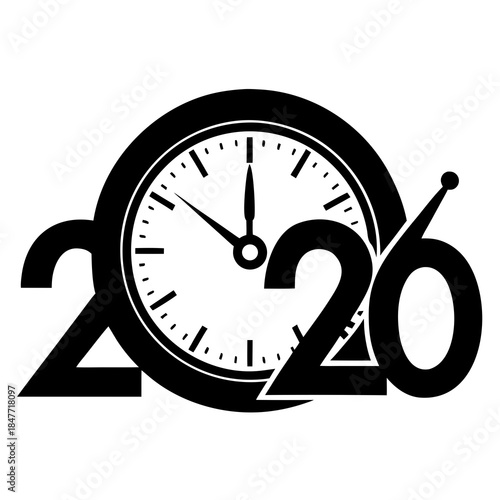 Clock Striking Midnight Silhouette 2026