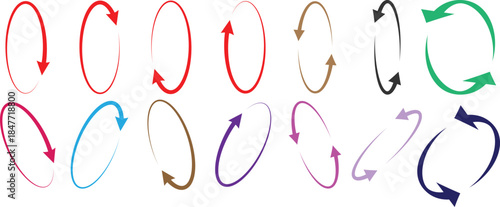 circle arrows icon set. Round reload sign, repeat icon, rotate arrow symbol. arrow pictogram, refresh reload rotation loop. circle arrow icon isolated on background
