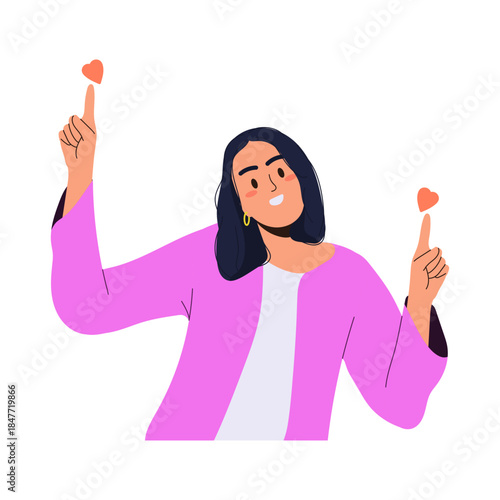 Women pointing red heart