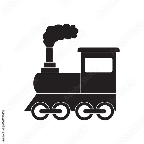 old steam train locomotive flat icon vector