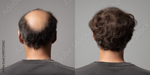 Adult caucasian male hair transformation: before and after hair restoration