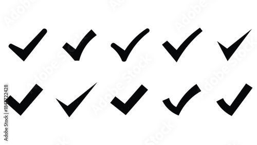 A set of Graphic illustration of a check mark Icons. 