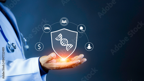 Φωτογραφία Wellness and longevity healthcare concept showing healthy lifestyle icons including sleep, nutrition, exercise, meditation and long life balance