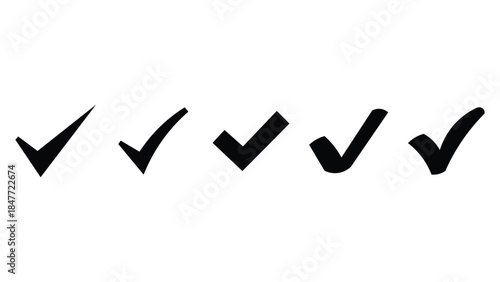 Black Check mark icon Set, Tick, OK, Approve, Agree, agreement Vector Illustration Sign and Symbol, Checklist Buttons. 