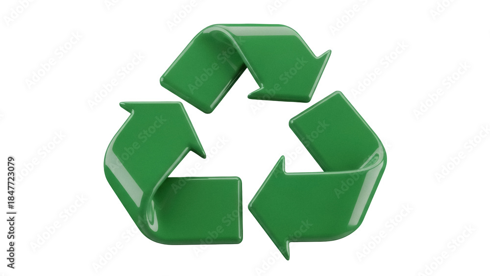 Obraz premium Green recycling symbol PNG isolated on transparent background, eco-friendly concept for environmental awareness and sustainable practices