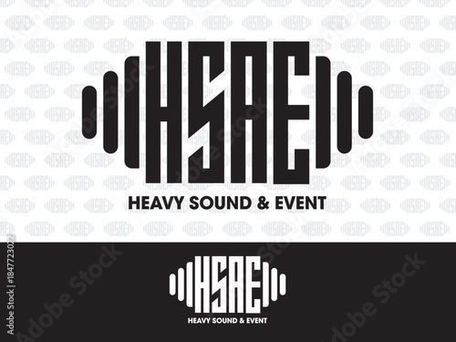 HSAE Heavy Sound & Event Logo Design with Audio Wave Elements