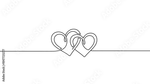 Minimalist Line Art of Two Interlinked Hearts Expressing Connection and Love