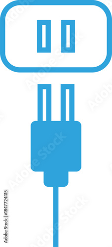 コンセント(outlet/socket)と電源プラグのフラットアイコン
