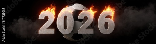 Dynamic 2026 Soccer Concept with Flaming Elements and Ball Design
