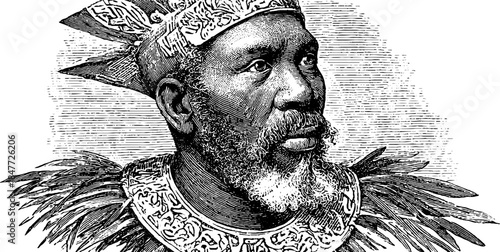 Portrait of a ceremonial ruler in ornate garments for cultural heritage design