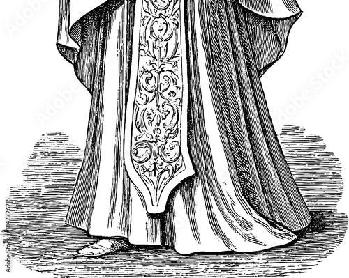 Traditional chinese noble warrior in vintage engraved style for historical design