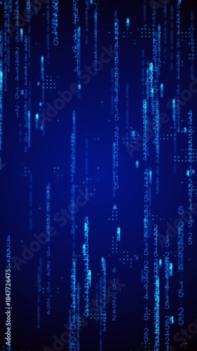 Blue Cyber Security Hacking Background with Glowing Matrix Code | 4K Motion Loop