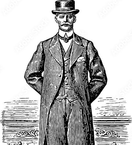 Vintage portrait of palace servant in formal attire: retro design inspiration