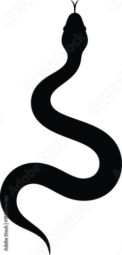 Black snake silhouette with forked tongue