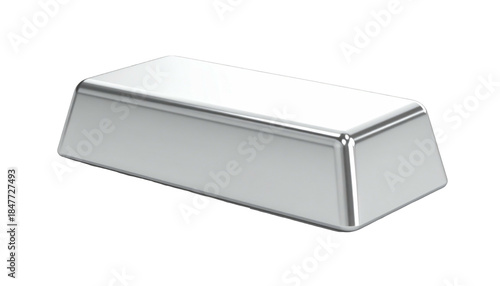 Shiny, metallic rectangular ingot on a dark background; a clean, simple studio shot with soft reflections