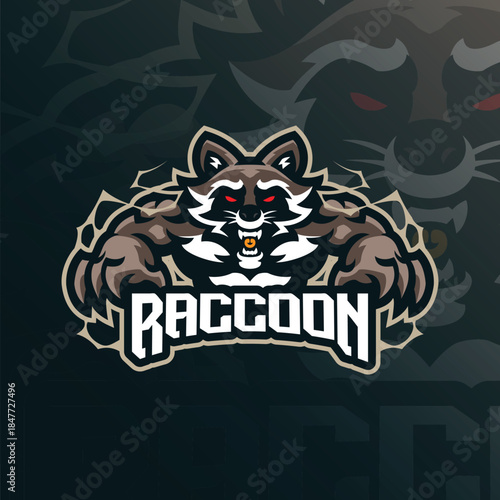 Raccoon mascot logo design vector. Angry raccoon illustration for sport and esport team.