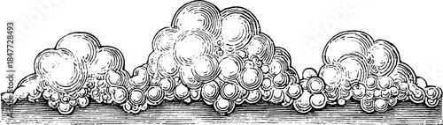 Vintage beer foam engraving illustration set for label design