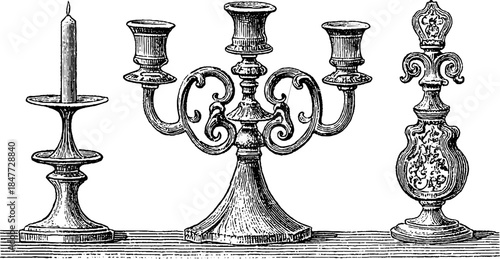 Vintage candelabra collection: engraved candle holders and ornate designs for classic home decor