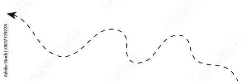 Long squiggle dashed, dotted line arrow vector icon on white background. Vector Illustration.