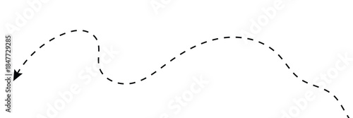 Long squiggle dashed, dotted line arrow vector icon on white background. Vector Illustration.