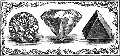 Vintage engraved diamond outline set for jewelry design and craft projects