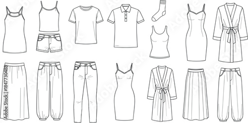 Cute CartooWomen's Clothing and Apparel Line Art Icon Set for Fashion Design and Retailn DoCollection of ColBBlack Cat Silhouette Collection with Various Poses and Feline Gestures Vectorlack Cat 