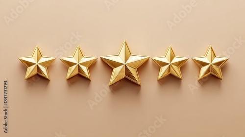 Wallpaper Mural Golden star arrangement on a beige surface for rating and success concept Torontodigital.ca