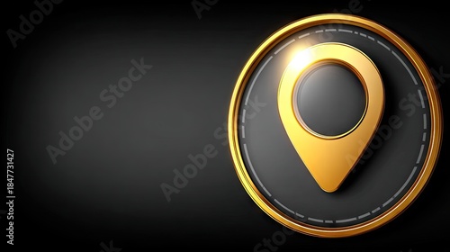 Wallpaper Mural Golden location marker on black background for navigation and directional concepts Torontodigital.ca